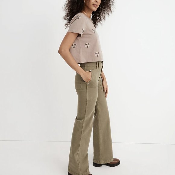 MADEWELL CASTLEROCK HEXAGON EMBROIDERED ORGANIC COTTON CROPPED TEE TOP - Picture 2 of 4